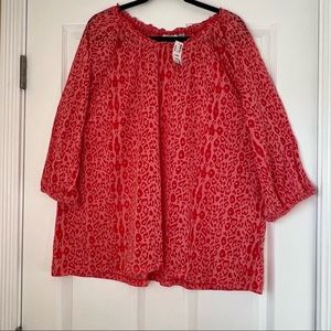 Avenue Animal Print 3/4 Sleeve Top -26/28